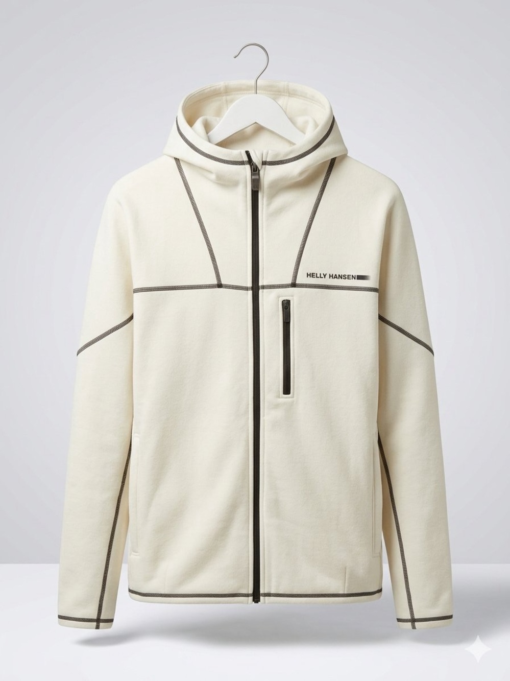 Y2K Helly Hansen Contrast-Stitch Technical Wool-Blend Fleece Hoodie/ L /ptp-23”